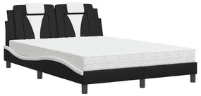 3208787 vidaXL Легло с матрак, черно и бяло, 120x200 см, изкуствена кожа