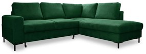 Тъмнозелен разтегателен ъглов диван от рипсено кадифе (десен ъгъл) Lofty Lilly – Miuform