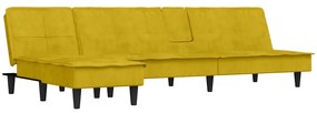 3157264 vidaXL Г-образно разтегателно канапе жълто 255x140x70 см кадифе