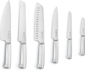 Комплект ножове със стойка SMEG KBSF02CR, 7 части, Слотове от акациево дърво, Немска неръждаема стомана, Крема