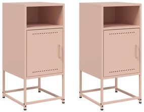 846569 vidaXL Нощни шкафчета 2 бр розов 36x39x78 см стомана