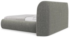 Сиво двойно тапицирано легло с място за съхранение и включена подматрачна рамка 180x200 cm Hauke – Makamii