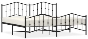 373813 vidaXL Метална рамка за легло с горна и долна табла, черна, 193x203 см