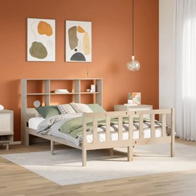 3321692 vidaXL Легло с етажерка за книги, без матрак, 120x190 см, бор масив