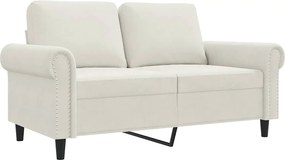 359527 vidaXL 2-местен диван, кремав, 120 см, кадифе