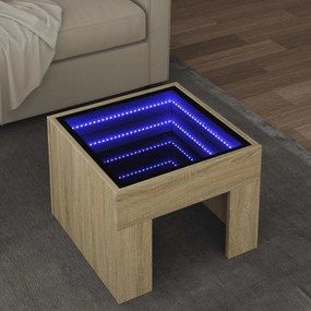 Sonata H Маса за кафе с Infinity LED, дъб сонома, 40x40x30 см