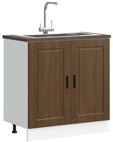 853934 vidaXL Шкаф за мивка, Porto, кафяв дъб, 80x46x81,5 см, инженерно дърво