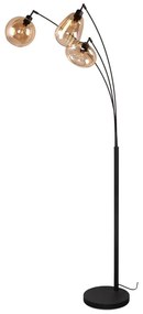 Черно-оранжева подова лампа със стъклен абажур (височина 200 cm) Lumina - Trio