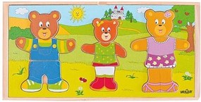 Woody - Дървен пъзел - Мечета с дрехи