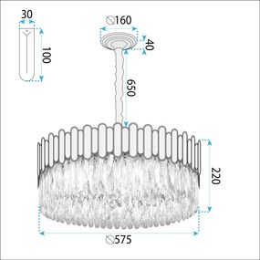Лампа APP1747-8CP 60 cm Gold