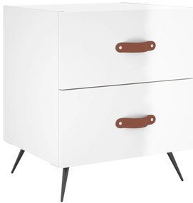 827248 vidaXL Нощно шкафче, бял гланц, 40x35x47,5 см, инженерно дърво