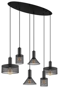 Globo 15648-6H - Висящ полилей JEDD на кабел, 6xE27/60W/230V, черен