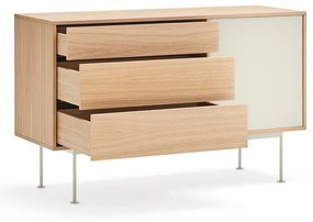 Кремавобял скрин с дъбов фурнир , ширина 128 см Yoko - Teulat