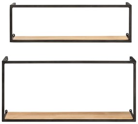 Комплект от 2 рафта от бор с черна метална конструкция Части, дължина 55 cm Geo - Wenko