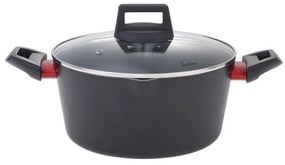 Тенджера Luigi Ferrero Rosso FR-2411, 24x11.5 см, 4.1 л, Незалепващо покритие, Стъклен капак с отвор за пара, Индукция, Черен