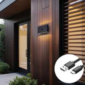 Стенна лампа черна Lux сензор магнитна вкл. LED акумулаторна - Batt