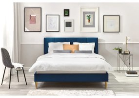 Синьо тапицирано двойно легло с решетка 160x200 cm Vivara - Bobochic Paris