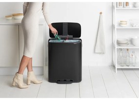 Кош за боклук Brabantia Bo Pedal 1003191, 2x30 л, Плавно затваряне, Противоплъзгаща основа, Черен