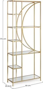 Стоманена библиотека в златист цвят 66x176x25,5 cm Elenor – Bizzotto