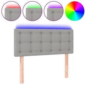 3122028 vidaXL LED горна табла за легло, светлосива, 90x5x78/88 см, плат