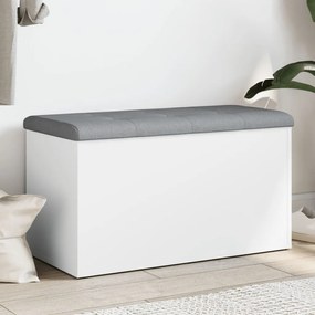 835047 vidaXL Пейка за съхранение, бяла, 82x42x45 см, инженерно дърво