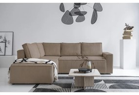 Бежов разтегателен ъглов диван от рипсено кадифе (ляв ъгъл) Brave Dave – Miuform