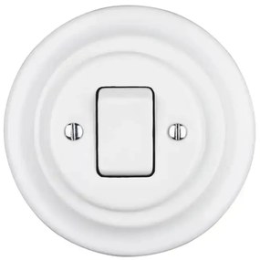 Bohemia-Design - Порцеланов ретро еднополюсен ключ с рамка №7, бял