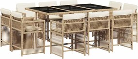 3211750 vidaXL Градински комплект с възглавници, 11 части, бежов полиратан