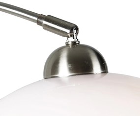 Интелигентна стенна арка лампа стомана с бял абажур с Wifi A60 - Bow