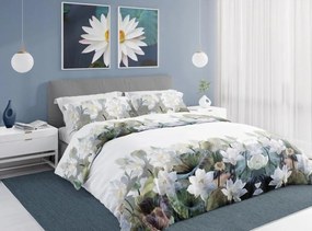 Чаршафи с памучен сатен с мотив на бял лотос 3 časti: 1ks 160x200 + 2ks 70x80