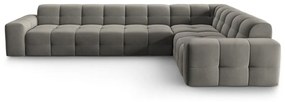 Ъглов диван от сиво кадифе (десен ъгъл) Kendal - Micadoni Home