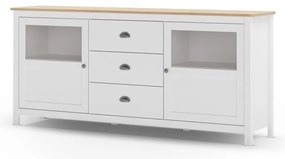 Бял нисък скрин от масивен бор 180x80 cm Misti – Marckeric