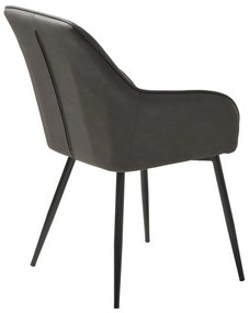 Тъмносиви тапицирани трапезни столове в комплект с подлакътници 2 бр. Nolan Stripe – Unique Furniture