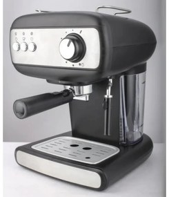 Еспресо машина Crown CEM-1525, 850W, 15 bar, 1.2 л, Подгряване на чаши, Пара, Подвижен резервоар, Крема диск, Черен