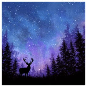 Картина на платно – Зимна магия на нощното небе в силуети