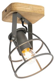 Индустриален прожектор тъмно сив с дърво регулируем - Arthur