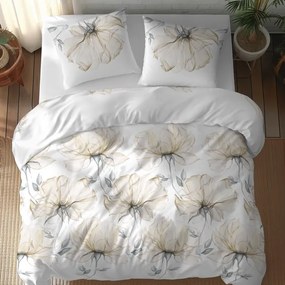 Дишащо памучно спално бельо с бежови цветя 3 časti: 1ks 220x200 + 2ks 70x80