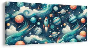 Картина на платно – Ракета и планети в космоса