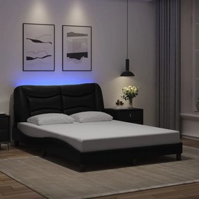 3213920 vidaXL Рамка за легло с LED без матрак Hvar черна 120x200см