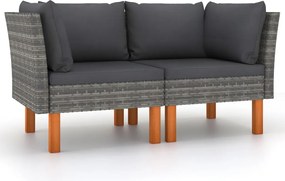 315758 vidaXL Ъглови дивани, 2 бр, полиратан и евкалиптово дърво масив