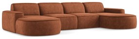 Теракотен шенилов ъглов диван (U форма) Omao – Makamii
