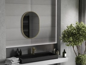Mexen Loft овално огледало за баня 70 x 50 см, златна рамка - 9851-070-050-000-50