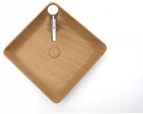 Мивка за баня ICL 4710WOODEN, монтаж върху плот, камък, дървесен, 45x45x10см