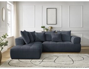 Тъмносин шенилов ъглов диван (ляв ъгъл/L форма) Whesley – Bobochic Paris