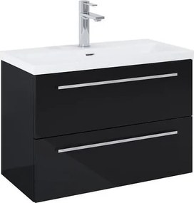 Шкаф Kwadro Glossy black, 815 х 395 mm, база с две чекмеджета и умивалник