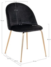 Черни кадифени трапезни столове в комплект от 2 броя Geneve - House Nordic