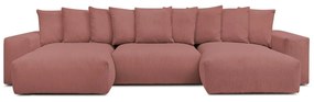 Светлорозов ъглов диван от рипсено кадифе Voltaire – Bobochic Paris