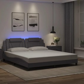 3214039 vidaXL Рамка за легло Viana с LED без матрак, сива, 180x200 см