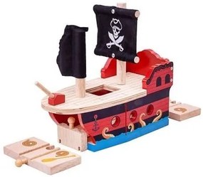 Bigjigs - Дървен пиратски кораб