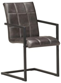 321854 vidaXL Конзолни трапезни столове, 2 бр, сиви, естествена кожа